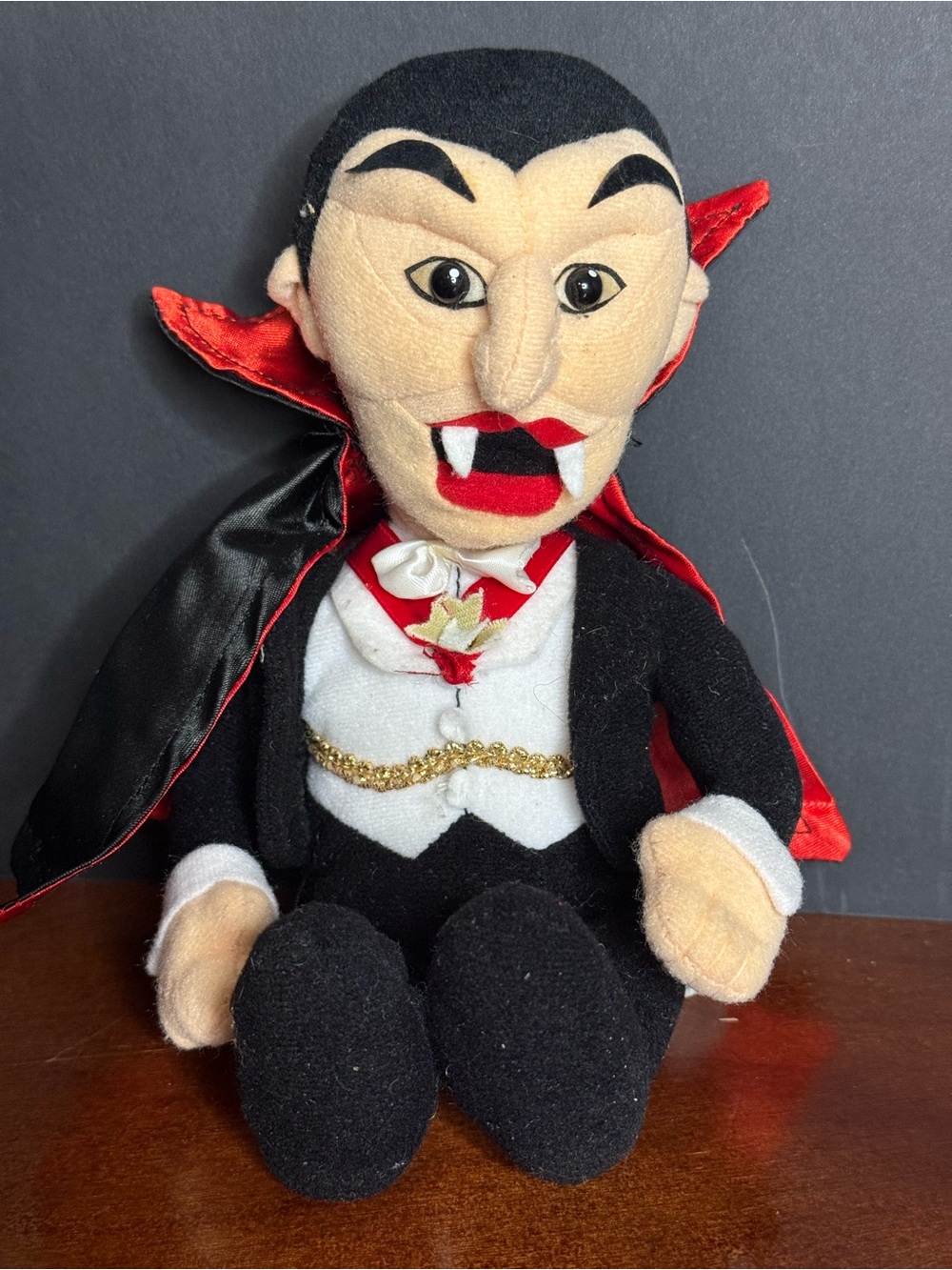 Classic Plush Vampire Doll - Black & Red Halloween Plush
